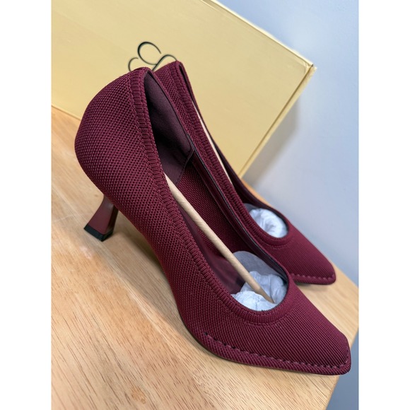 Cosy Island RefinEdge Square Toe Heeled Pumps  Burgundy size 9 - Picture 8 of 12